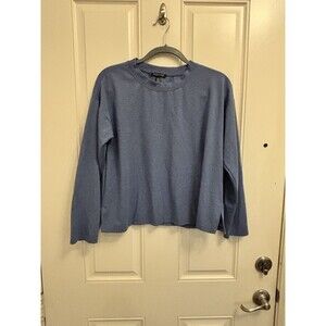 Eileen Fisher Crew-Neck small sweatshirt Blue Long Sleeve Cropped Tencel